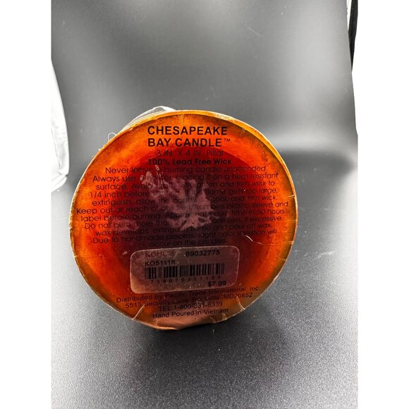 Chesapeake Bay Caramel Pecan NOS NWT hand poured pillar candle 4x3 RARE Vtg - Picture 6 of 6